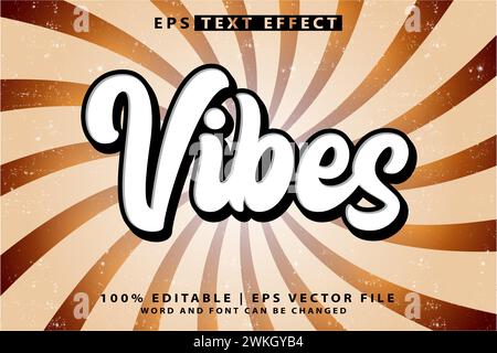 Vibes editable 3d text effect Stock Vector