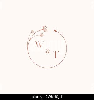 WT wedding monogram logo designideas as inspiration Stock Vector