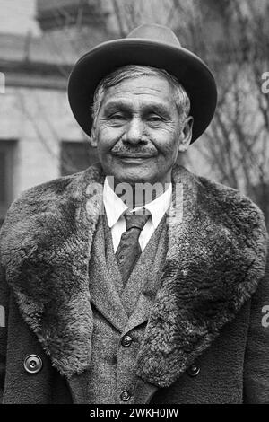 Jackson Barnett (1856-1934), who would become known as 'the world's richest Indian' due to oil found on his property in Oklahoma, shown in front of the White House in Washington, D.C., on February 2, 1923. Stock Photo