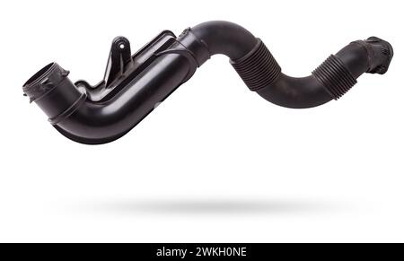 Air duct to the filter of intake manifold of the car engine from textured material and black plastic to condition the air and prevent dust from enteri Stock Photo