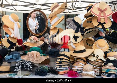 Sunday markets at Piazza Santo Spirito, Florence, Italy  Sunday 10.00 AM Stock Photo