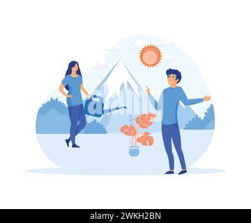 World Environment Day, Bio Technology, green planet, globe with trees growing on it, ecology, shared systems. flat vector modern illustration Stock Vector