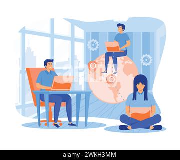 Business process outsourcing, outplacement, offshore software development, freelance work and recruitment companies. flat vector modern illustration Stock Vector