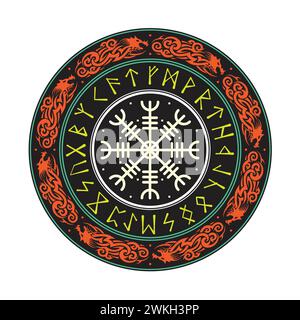 Dragon pattern circle color Stock Vector