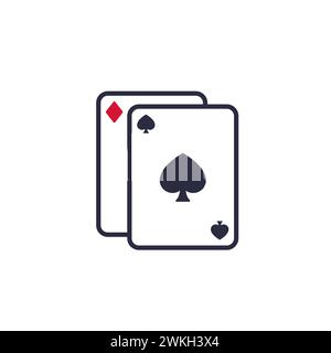 poker cards icon with aces Stock Vector