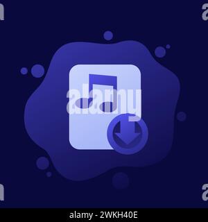 audio file download icon, vector design Stock Vector
