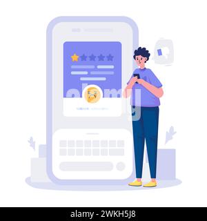 Bad review with a one-star rating for disappointed feedback illustration Stock Vector