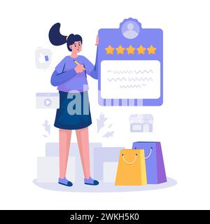 Leaving rating comment feedback illustration Stock Vector
