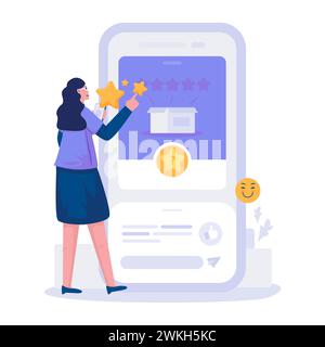 Leaving star rating feedback illustration Stock Vector
