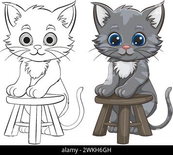 Two cute cartoon kittens sitting side by side Stock Vector Image & Art ...