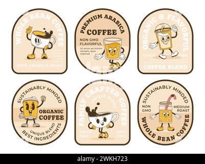 Label design set for coffee bean product package Stock Vector