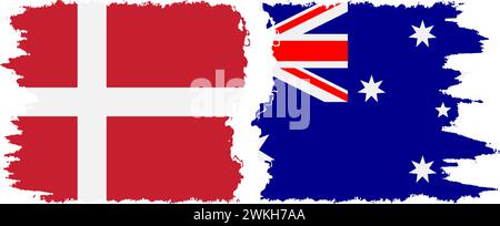 Australia and Denmark grunge flags connection, vector Stock Vector