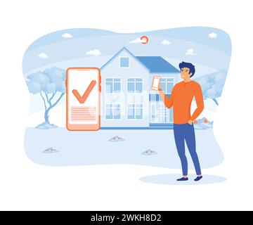 Home and house smart control remote wireless technology smart phone connection or internet distance surveillance automation app on mobile phone app. f Stock Vector