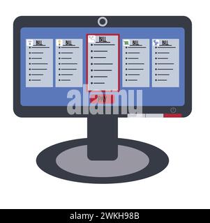 Online payment of utility bills. Vector stock illustration isolated on white background. Stock Vector