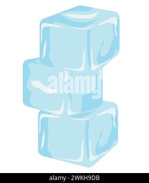 Three ice cubes for drinks. Vector stock illustration isolated on white background. Stock Vector