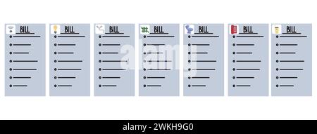 Utility bills. Monthly fee. Vector stock illustration isolated on white background. Stock Vector