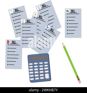 Utility bills. Monthly fee. Vector stock illustration isolated on white background. Stock Vector