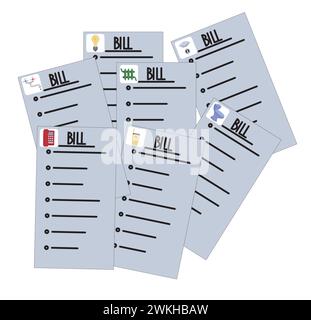 Utility bills. Monthly fee. Vector stock illustration isolated on white background. Stock Vector