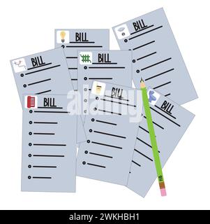 Utility bills. Monthly fee. Vector stock illustration isolated on white background. Stock Vector