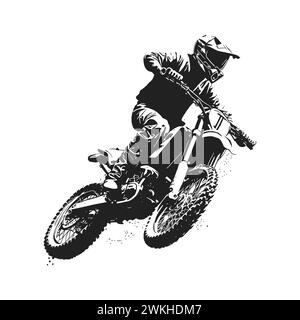 Motocross rider jumping on his bike. Vector illustration Stock Vector ...