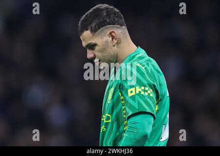 Manchester, UK. 20th Feb, 2024. Ederson of Manchester City and his smiley face neck tattoo during the Premier League match Manchester City vs Brentford at Etihad Stadium, Manchester, United Kingdom, 20th February 2024 (Photo by Mark Cosgrove/News Images) in Manchester, United Kingdom on 2/20/2024. (Photo by Mark Cosgrove/News Images/Sipa USA) Credit: Sipa USA/Alamy Live News Stock Photo