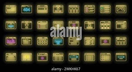 Window browser icons set outline vector. Computer arrow bar. Mail interface Stock Vector