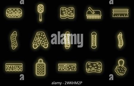 Wisp washcloth icons set outline vector. Bathroom wash fiber. Bath body care Stock Vector