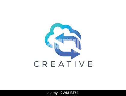 Creative and minimal Abstract Cloud swap Arrow logo vector template. Abstract modern Cloud with swap arrow logo Stock Vector