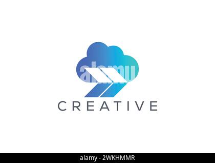 Creative and minimal Abstract Cloud Arrow logo vector template. Abstract modern Cloud with arrow logo. cloud upload arrow Stock Vector