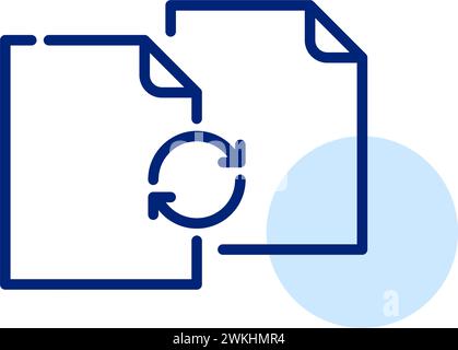Two files and renew arrows. Data synchronization. Pixel perfect, editable stroke Stock Vector