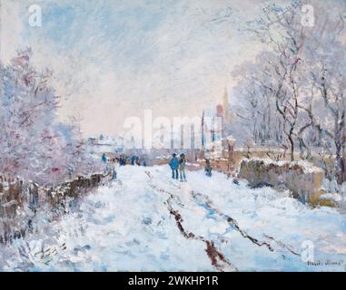 Claude Monet, Snow Scene at Argenteuil, landscape painting in oil on canvas, 1875 Stock Photo