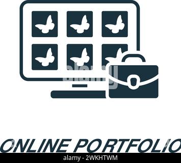 Online portfolio icon. Monochrome simple sign from freelance collection. Online portfolio icon for logo, templates, web design and infographics. Stock Vector