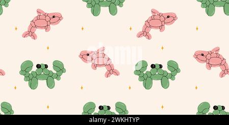 Seamless pattern with crab, dolphin balloons Stock Vector