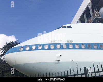 Houston, USA - October 22, 2023: names of pilot and flieght engineer at the Boeing B747 special edition to carry the spaceshuttle in piggyback style. Stock Photo