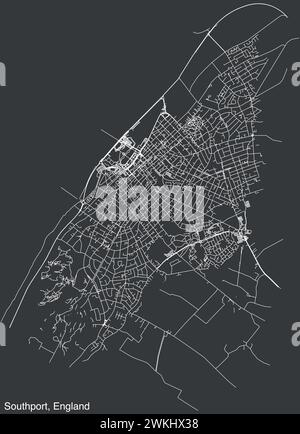 Street roads map of the British town of SOUTHPORT, ENGLAND Stock Vector