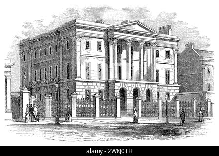 Vintage 1854 engraving of Apsley House, Hyde Park Corner, London. Home of the Duke of Wellington. Stock Photo