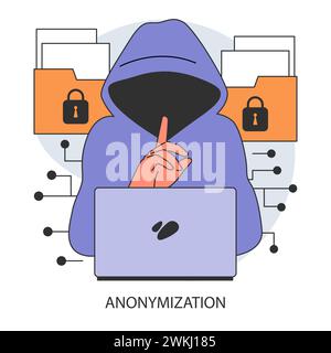 Anonymization. Anonymous unrecognizable profile. Online privacy and personal data protection. Confidential information. Flat vector illustration Stock Vector
