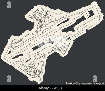 Terminals layout plan of the MEXICO CITY INTERNATIONAL AIRPORT (MEX, MMMX), MEXICO CITY Stock Vector