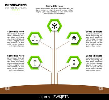 Infographic template with icons and 5 options or steps. Abstract tree. Can be used for workflow layout, diagram, banner, webdesign. Vector illustratio Stock Vector