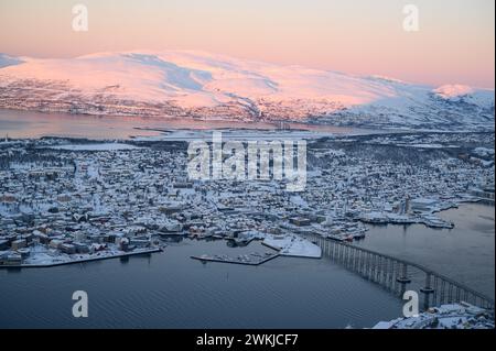 The Tromso Norway evening light from above Stock Photo