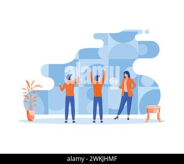 Coworking and problem solving concept. Businessman and woman communication. flat vector modern illustration Stock Vector