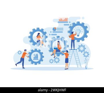 Scene of organization and management of company structure. Communication and teamwork concept. flat vector modern illustration Stock Vector