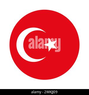 Round Turkey flag. Turkish flag star and moon crescent istanbul illustration original country circle Stock Vector