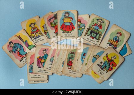 A vintage set of children's Happy Families Playing cards Stock Photo