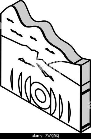 earthquake disaster wave crack isometric icons set vector Stock Vector ...