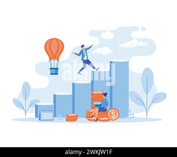 Business growth concept for web page, banner, presentation, social media, document, card, poster. flat vector modern illustration Stock Vector