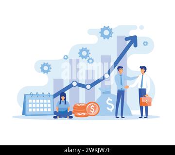 Partnership, teamwork, start up collaboration, target business, landing page template. flat vector modern illustration Stock Vector
