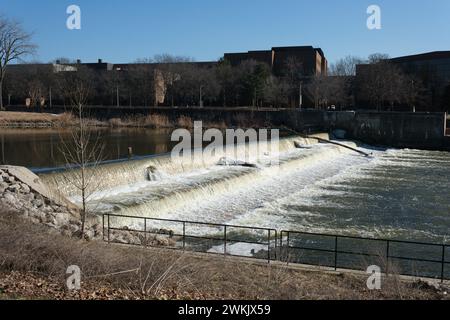 The Flint River in downtown Flint Michigan USA Stock Photo