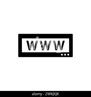 www icon in black isolated on white background.. Internet http address icon in flat style. Network www symbol. Simple line connect abstract sign. Stock Vector
