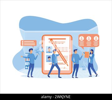 Work Descriptions. Applicants Searching Job. Learning Offers in Internet Resource. flat vector modern illustration Stock Vector